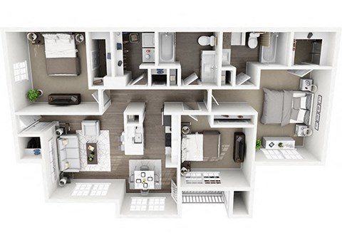 Floor plan for 3 beds, 2 baths, 1248 sqft